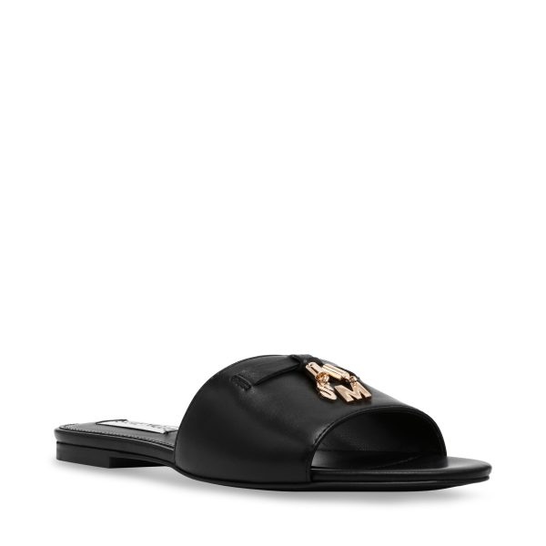 ANJELICA BLACK LEATHER SANDALS on Sale