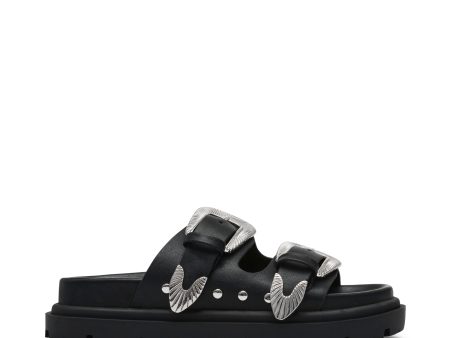 OUTCAST BLACK ACTION LEATHER SANDALS Sale