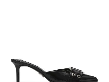 HIATUS BLACK CRINKLE PATENT HEELS on Sale