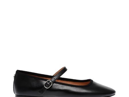 VINETTA BLACK LEATHER FLATS For Discount