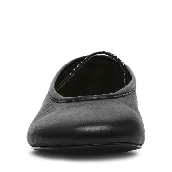 RAZZLER BLACK LEATHER FLATS Discount