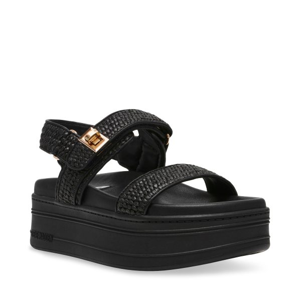 PIT-STOP BLACK RAFFIA SANDALS Online Hot Sale