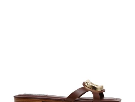 STALLION BROWN LEATHER SANDALS Cheap