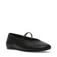 RAZZLER BLACK LEATHER FLATS Discount