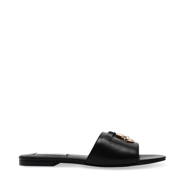 ANJELICA BLACK LEATHER SANDALS on Sale