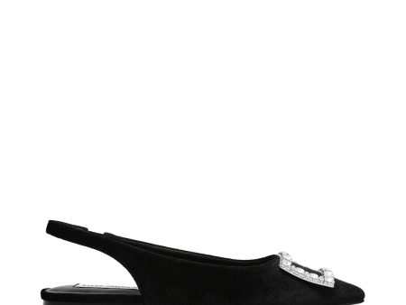 ISABELL BLACK VELVET FLATS Sale