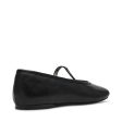 RAZZLER BLACK LEATHER FLATS Discount