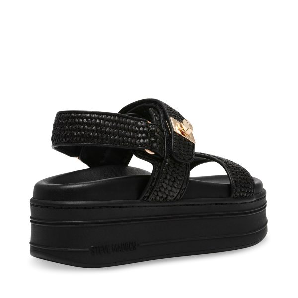 PIT-STOP BLACK RAFFIA SANDALS Online Hot Sale