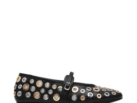 REJOICE-S BLACK SILVER GOLD FLATS Discount