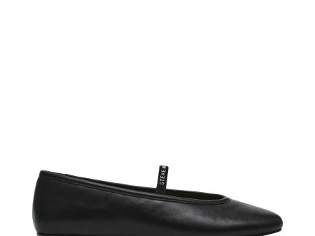 RAZZLER BLACK LEATHER FLATS Discount