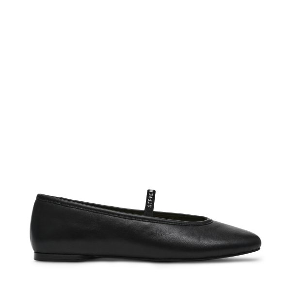 RAZZLER BLACK LEATHER FLATS Discount