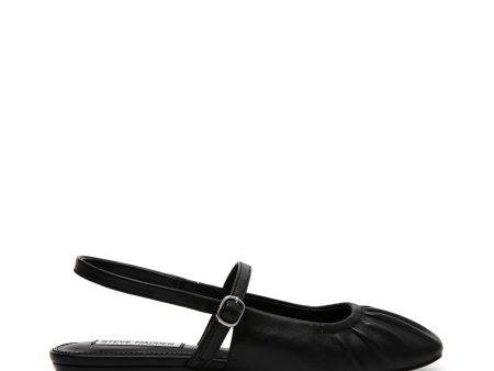 GRAND VIEW BLACK LEATHER FLATS Cheap