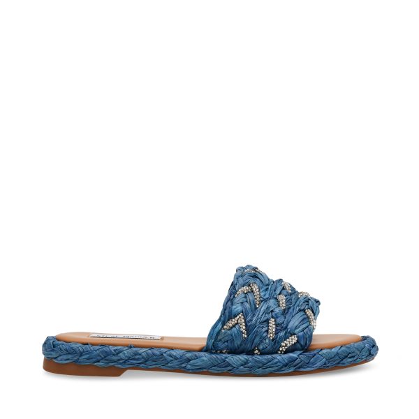 ADORER BLUE RAFFIA SANDALS Online now