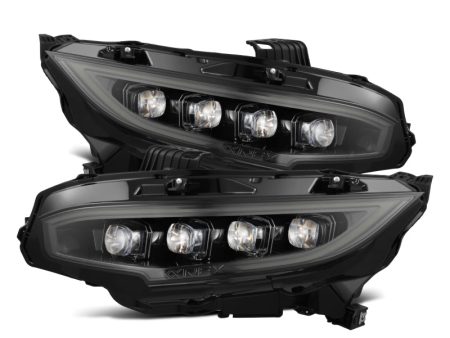 AlphaRex 16-21 Honda Civic NOVA-Series LED Proj Headlights Alpha-Black w Actv Lgt & Seq.Sig   SB DRL Online Sale