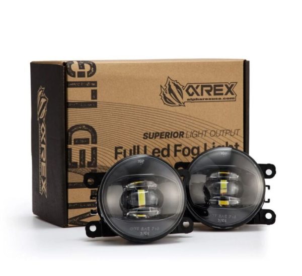 AlphaRex Universal Acura Ford Honda Subaru Nissan DoubleTap Dual Color LED Proj Fog Lights - Wt Ambr For Discount