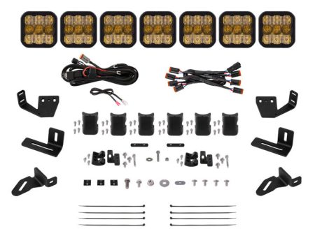 Diode Dynamics Prinsu Sherpa Roof Racks- SS5 7-Pod CrossLink Mounting Kit - Sport Yellow Combo Fashion