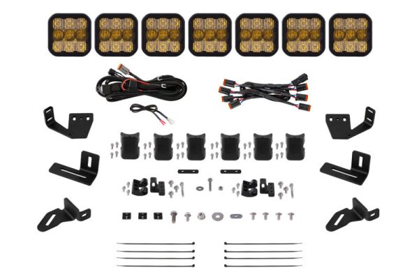 Diode Dynamics Prinsu Sherpa Roof Racks- SS5 7-Pod CrossLink Mounting Kit - Sport Yellow Combo Fashion