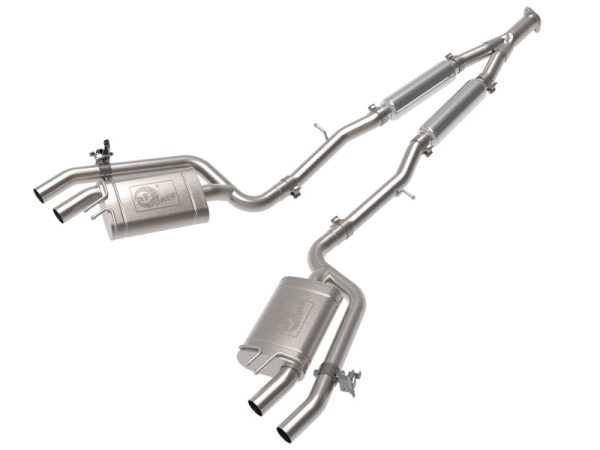 aFe Gemini XV 3in to Dual 2-1 2in 304 SS Cat-Back Exhaust w  Cut-Out 18-21 Kia Stinger L4-2.0L (t) Online