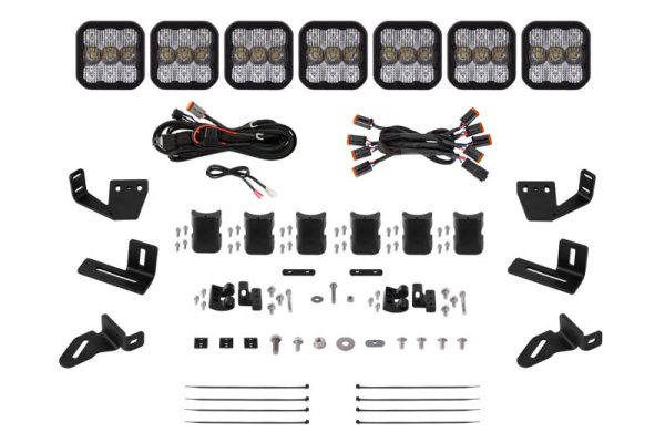 Diode Dynamics Prinsu Sherpa Roof Racks- SS5 7-Pod CrossLink Mounting Kit - Pro White Combo Fashion