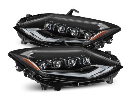 AlphaRex 23-24 Nissan Z NOVA-Series LED Projector Headlights Alpha-Blk w Activation Light & Seq.Sig Supply