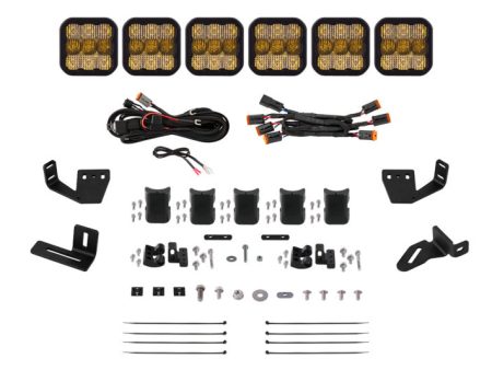 Diode Dynamics Prinsu Sherpa Roof Racks SS5 6-Pod CrossLink Mounting Kit - Sport Yellow Combo Online Sale