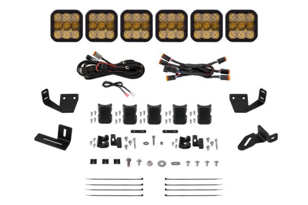 Diode Dynamics Prinsu Sherpa Roof Racks- SS5 6-Pod CrossLink Mounting Kit Pro Yellow Combo Online now