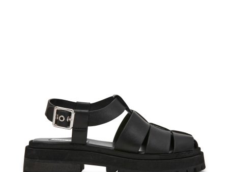 MARKET BLACK ACTION LEATHER SANDAL Cheap